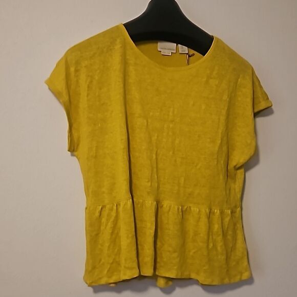 Cynthia Rowley Women’s 100% Linen Top  Blouse Jewel Neck Size Casual Size L - Picture 1 of 6